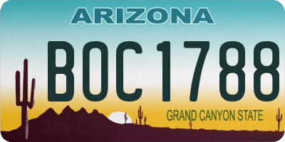 AZ license plate BOC1788