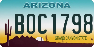 AZ license plate BOC1798