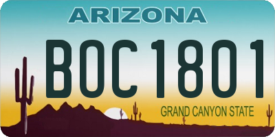 AZ license plate BOC1801