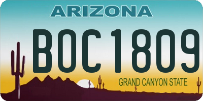 AZ license plate BOC1809