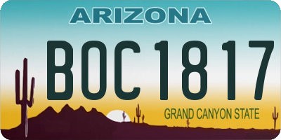 AZ license plate BOC1817