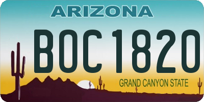 AZ license plate BOC1820