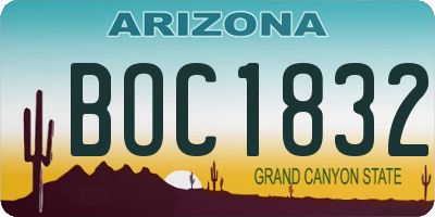 AZ license plate BOC1832