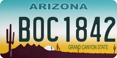AZ license plate BOC1842