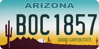 AZ license plate BOC1857