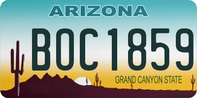 AZ license plate BOC1859