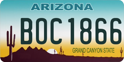AZ license plate BOC1866