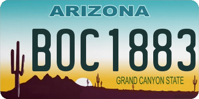 AZ license plate BOC1883