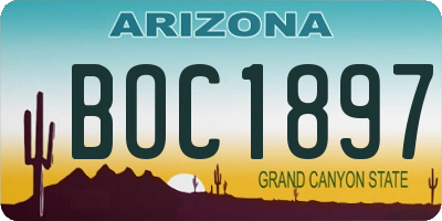 AZ license plate BOC1897