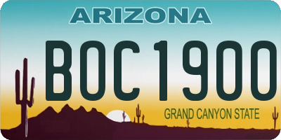AZ license plate BOC1900