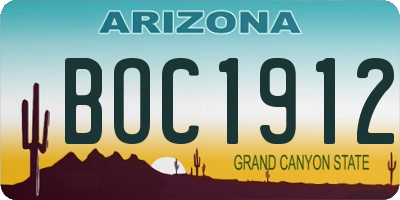 AZ license plate BOC1912