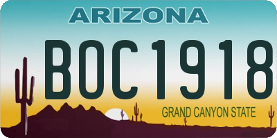 AZ license plate BOC1918