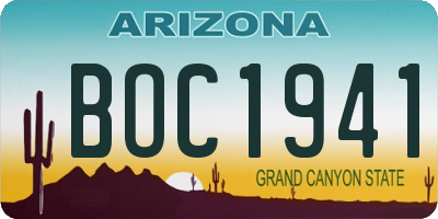 AZ license plate BOC1941