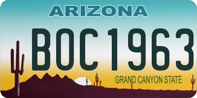 AZ license plate BOC1963