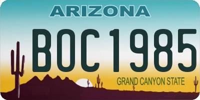 AZ license plate BOC1985