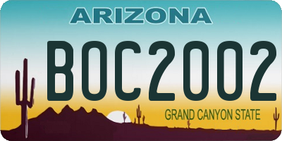 AZ license plate BOC2002