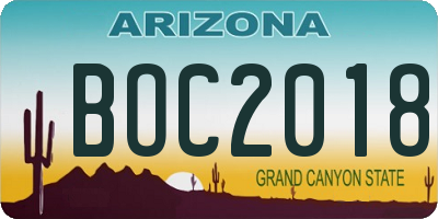 AZ license plate BOC2018