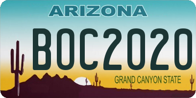 AZ license plate BOC2020