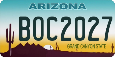 AZ license plate BOC2027