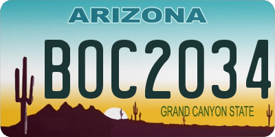 AZ license plate BOC2034