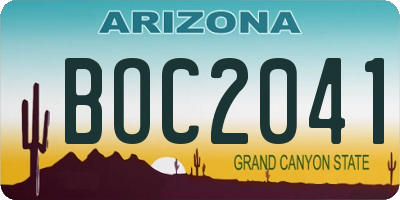 AZ license plate BOC2041