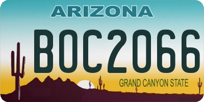 AZ license plate BOC2066