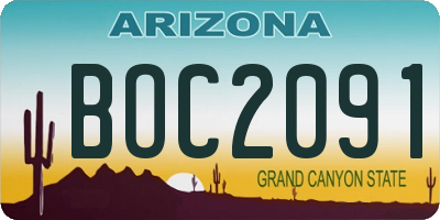 AZ license plate BOC2091