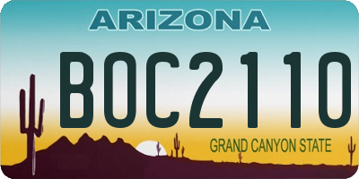 AZ license plate BOC2110