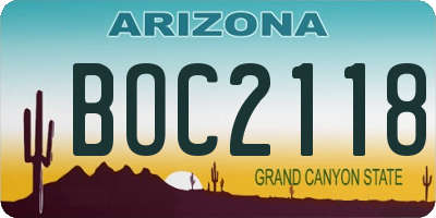 AZ license plate BOC2118