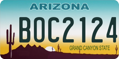 AZ license plate BOC2124