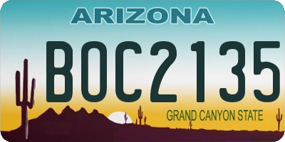AZ license plate BOC2135