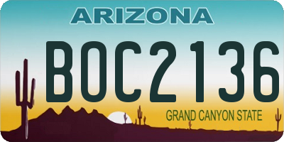 AZ license plate BOC2136