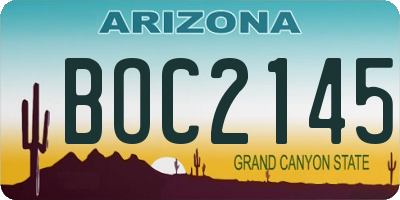 AZ license plate BOC2145