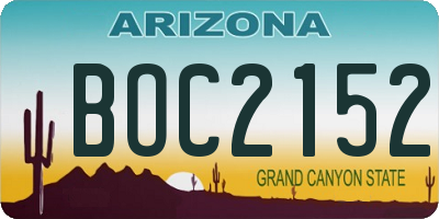 AZ license plate BOC2152