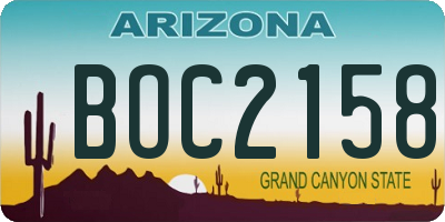 AZ license plate BOC2158