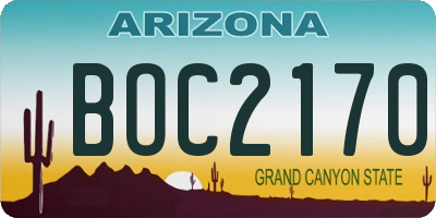 AZ license plate BOC2170