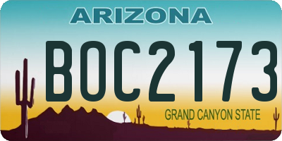 AZ license plate BOC2173