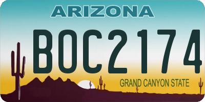 AZ license plate BOC2174