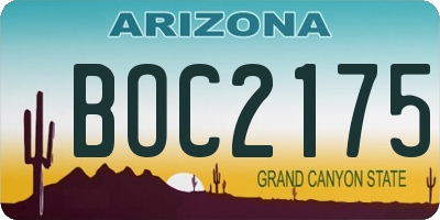 AZ license plate BOC2175