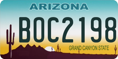 AZ license plate BOC2198