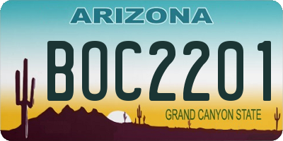 AZ license plate BOC2201