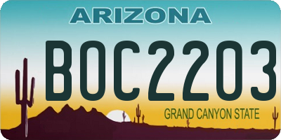 AZ license plate BOC2203