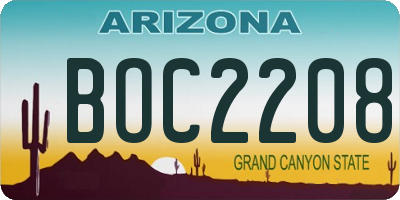 AZ license plate BOC2208