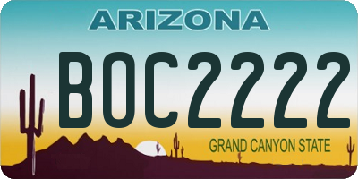 AZ license plate BOC2222