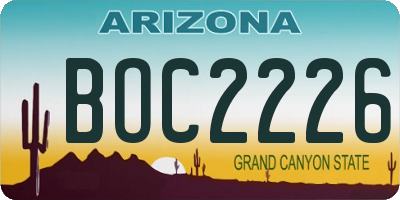 AZ license plate BOC2226