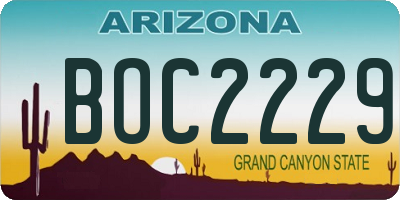 AZ license plate BOC2229
