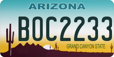 AZ license plate BOC2233