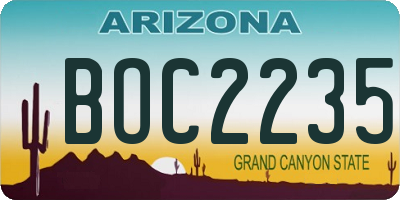 AZ license plate BOC2235