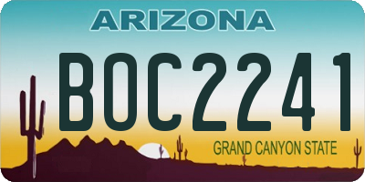 AZ license plate BOC2241