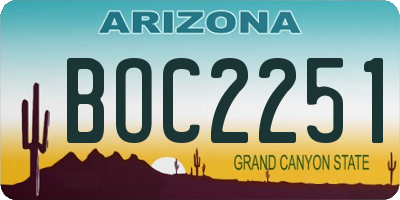 AZ license plate BOC2251